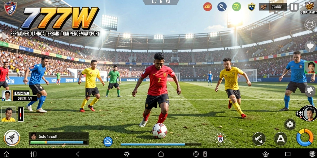 Tampilan gameplay menarik di 7777W dengan aksi olahraga seru.