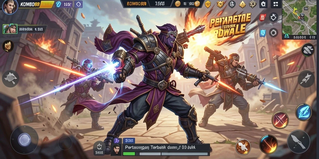 Gameplay seru dengan pertempuran antar pemain di arena Battle Royale.