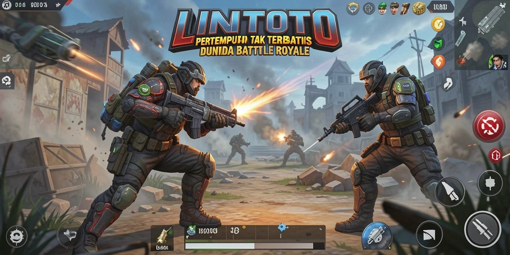 Tangkapan layar gameplay LINITOTO menunjukkan pertarungan di medan pertempuran yang menegangkan.