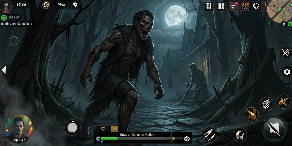 Screenshot gameplay PP444 menampilkan suasana mencekam dan penuh ketegangan.