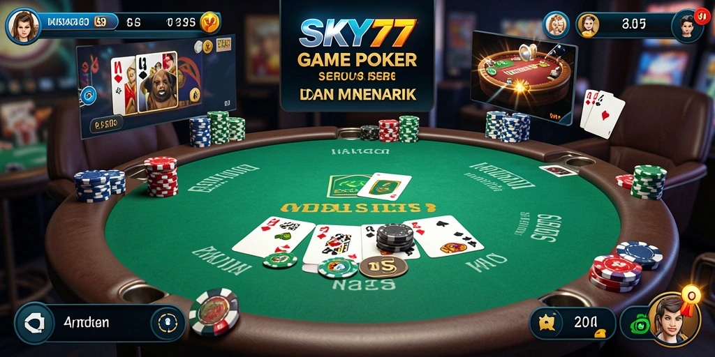 Screenshot gameplay SKY77 menampilkan aksi seru permainan Poker.