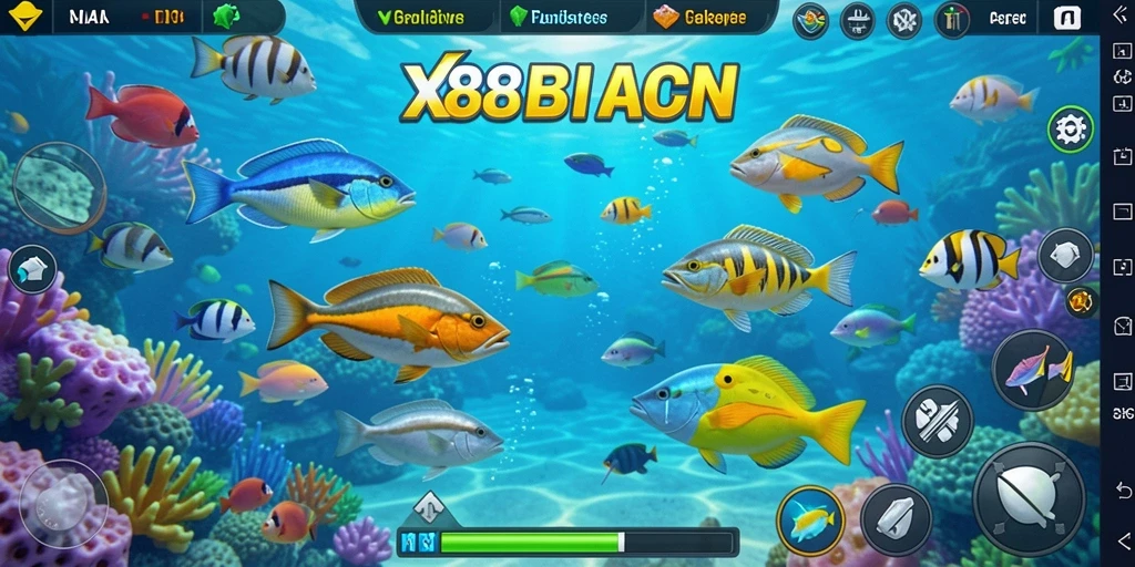 Tampilan gameplay X88 menunjukkan keseruan menembak ikan.